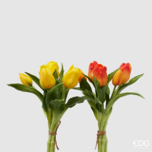 EDG - Bouquet 5 Tulipani Olis Giallo e Arancio Sfumato Assortiti H 28 cm