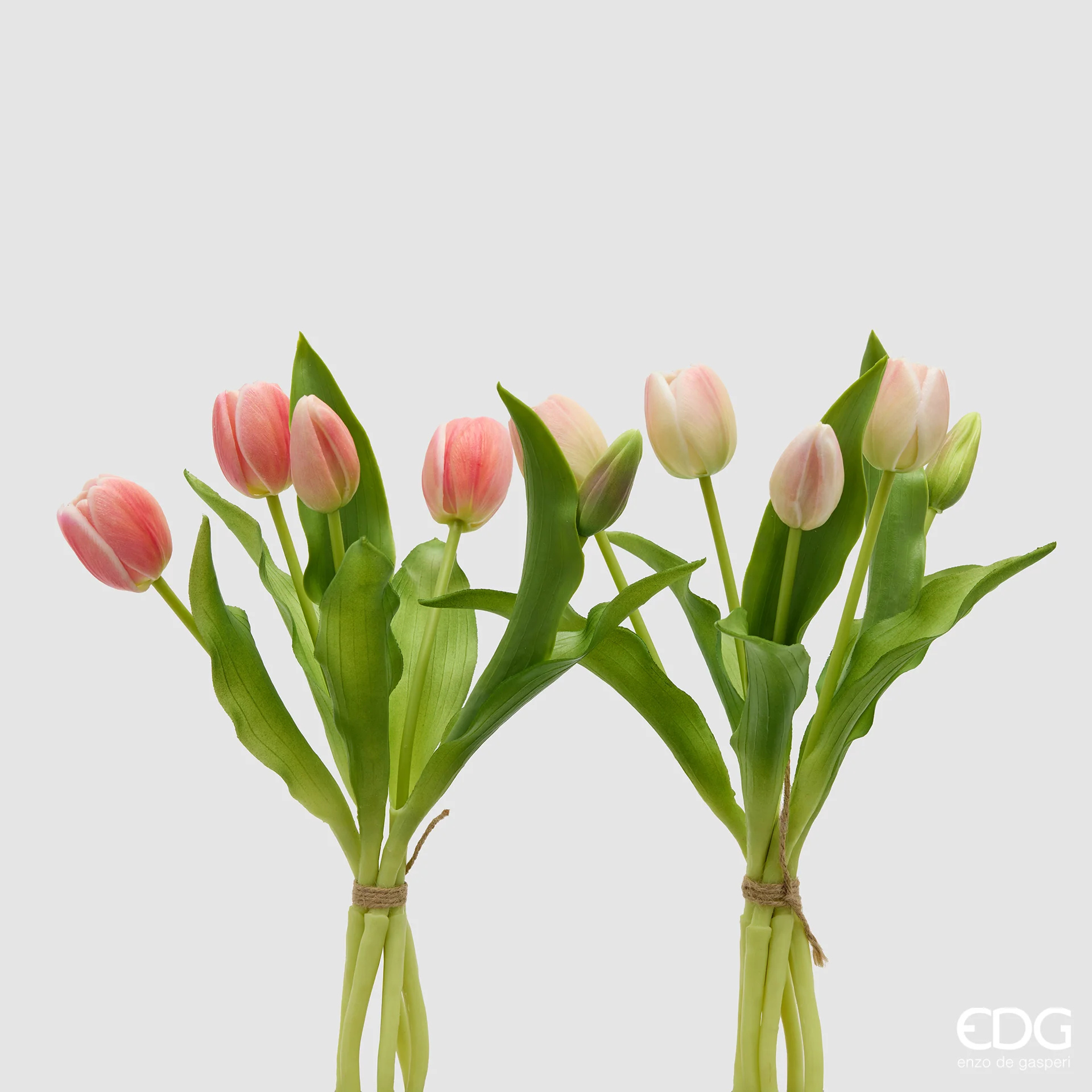 EDG - Bouquet di Tulipani Real Touch x 5 H 30 cm - 2 varianti Rosa Pesca