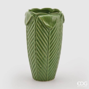 EDG - Vaso Freaky Verde in Ceramica Desing Foglie H32