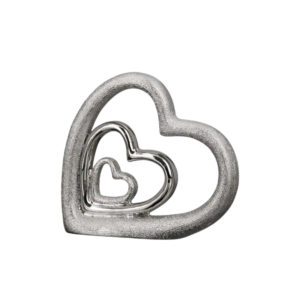 GILDE - Scultura a forma di cuore in porcellana argento 13x15 cm