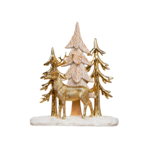 GILDE - Decorazione invernale con cervi e albero, 25 cm